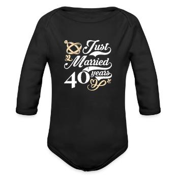 Just married 40 years married - Organic Long Sleeve Baby Bodysuit - black - Front