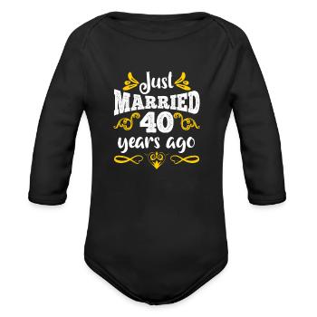 Just married 40 years married - Organic Long Sleeve Baby Bodysuit - black - Front