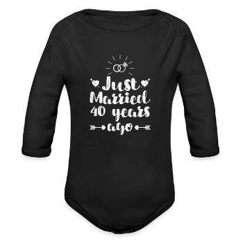 Just married 40 years married - Organic Long Sleeve Baby Bodysuit - black - Front