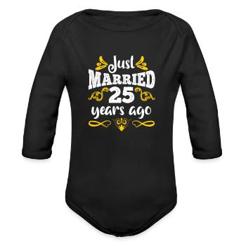 Just married 25 years married - Organic Long Sleeve Baby Bodysuit - black - Front