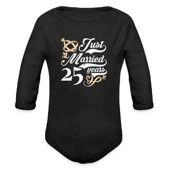 Just married 25 years married - Organic Long Sleeve Baby Bodysuit - black - Front