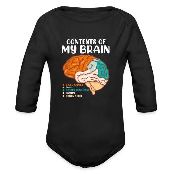 Cerveau du joueur Contenu de mon cerveau Jeux Vidéo - Cache-couche à manches longues bio - noir - Devant