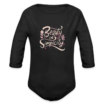 Beauty in Simplicity - Organic Long Sleeve Baby Bodysuit - black - Front