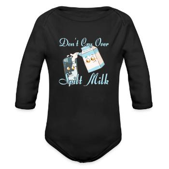 milk milkman milk drinker - Organic Long Sleeve Baby Bodysuit - black - Front