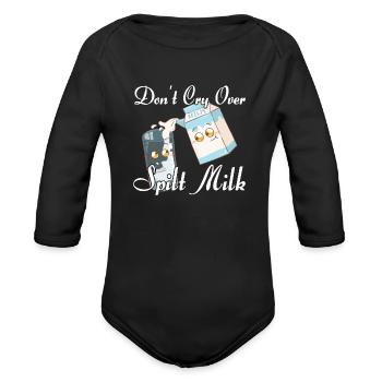 milk milkman milk drinker - Organic Long Sleeve Baby Bodysuit - black - Front