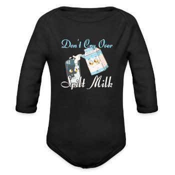 milk milkman milk drinker - Organic Long Sleeve Baby Bodysuit - black - Front