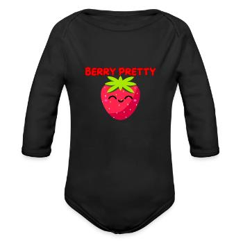 Berry Pretty - Organic Long Sleeve Baby Bodysuit - black - Front