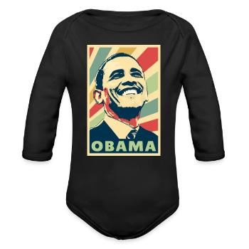 Barack Obama Vintage Colors - Organic Long Sleeve Baby Bodysuit - black - Front