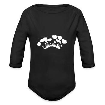 flowers grass icon plant - Organic Long Sleeve Baby Bodysuit - black - Front