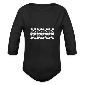 flowers roses line grass - Organic Long Sleeve Baby Bodysuit - black - Front