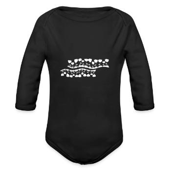 nature line wave grass flowers - Organic Long Sleeve Baby Bodysuit - black - Front