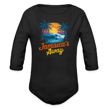 Jamaica's Away - Organic Long Sleeve Baby Bodysuit - black - Front