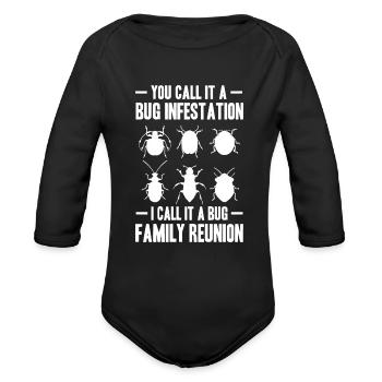 Collect insects - Organic Long Sleeve Baby Bodysuit - black - Front