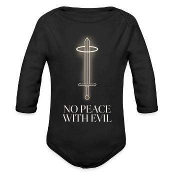 Dagger Halo No Peace With Evil - Organic Long Sleeve Baby Bodysuit - black - Front