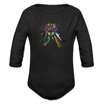 Kite Festival - Organic Long Sleeve Baby Bodysuit - black - Front