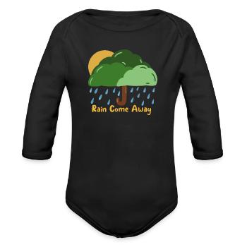 Rain Come Away - Organic Long Sleeve Baby Bodysuit - black - Front