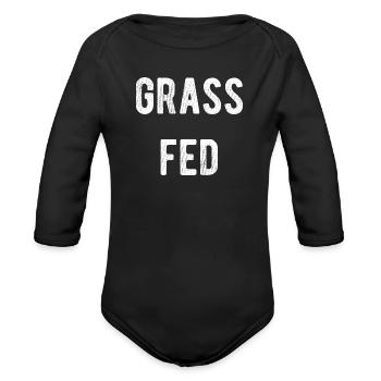Grass Fed summer - Organic Long Sleeve Baby Bodysuit - black - Front