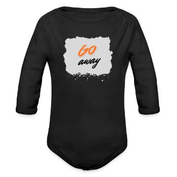 Go Away - Organic Long Sleeve Baby Bodysuit - black - Front