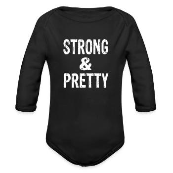 Strong & Pretty - Organic Long Sleeve Baby Bodysuit - black - Front