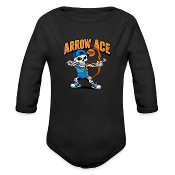 arrow ace - Organic Long Sleeve Baby Bodysuit - black - Front
