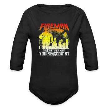 Chicago Firefighter Job - Organic Long Sleeve Baby Bodysuit - black - Front