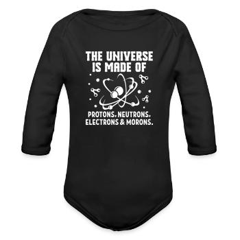 Universe Made Of Protons Neutrons Electrons - Organic Long Sleeve Baby Bodysuit - black - Front
