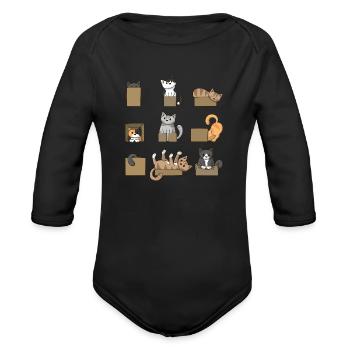 Little Boxes - Organic Long Sleeve Baby Bodysuit - black - Front