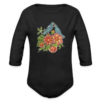 Fly Away With Me - Organic Long Sleeve Baby Bodysuit - black - Front
