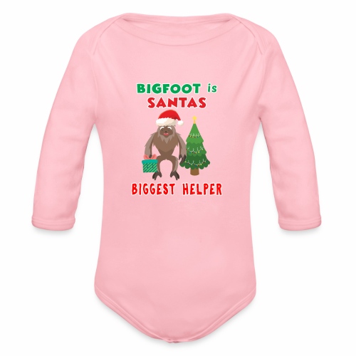 Santas Biggest Helper Squatchy Christmas Present. - Organic Long Sleeve Baby Bodysuit