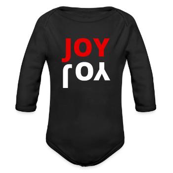 joy joy yellow - Organic Long Sleeve Baby Bodysuit - black - Front