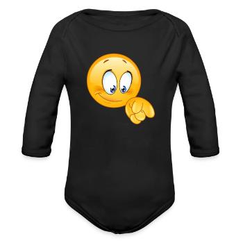 Pointing Down - Organic Long Sleeve Baby Bodysuit - black - Front