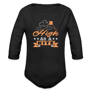 Kite High As A - Organic Long Sleeve Baby Bodysuit - black - Front