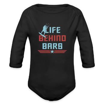Kite Graphic - Organic Long Sleeve Baby Bodysuit - black - Front