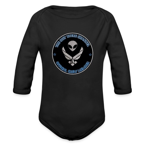 BlackOpsTransBigger1 Front with Mr Grey Back Logo - Organic Long Sleeve Baby Bodysuit