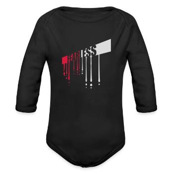 fearless text quote - Organic Long Sleeve Baby Bodysuit - black - Front