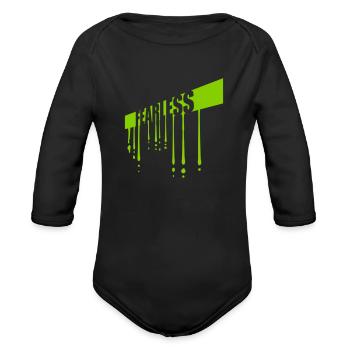 fearless text quote - Organic Long Sleeve Baby Bodysuit - black - Front