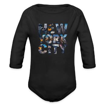 New York City Lifestyle - Organic Long Sleeve Baby Bodysuit - black - Front