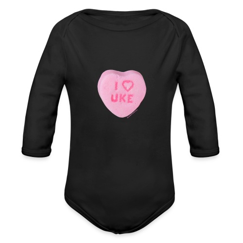 I Heart Uke - Organic Long Sleeve Baby Bodysuit