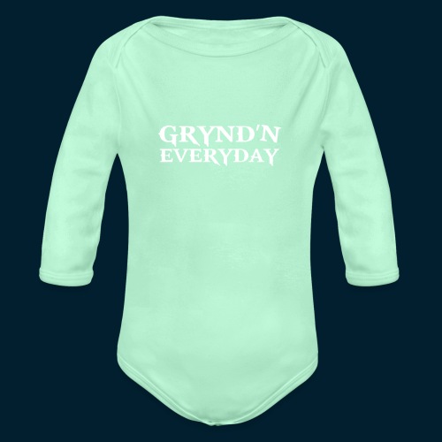 Grynd'n White Logo - Organic Long Sleeve Baby Bodysuit