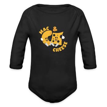 Fromage Mac & Cheese Drôle Idée Cadeau - Cache-couche à manches longues bio - noir - Devant