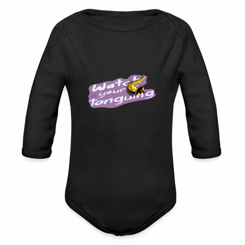 Saxophone players: Watch your tonguing!! pink - Organic Long Sleeve Baby Bodysuit