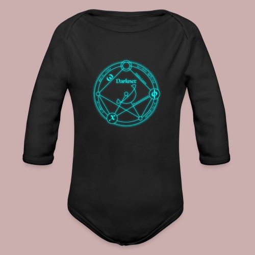 darknet logo cyan - Organic Long Sleeve Baby Bodysuit