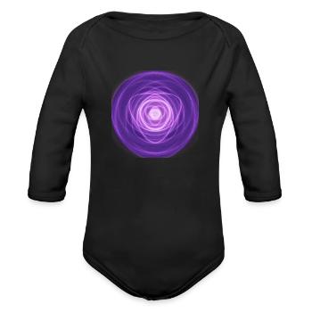 Purple Fractal Rose - Organic Long Sleeve Baby Bodysuit - black - Front