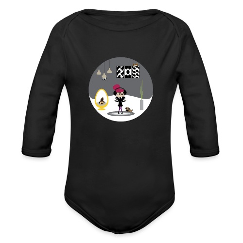 Stylish Girl Grooving to Her Own Beat - Organic Long Sleeve Baby Bodysuit