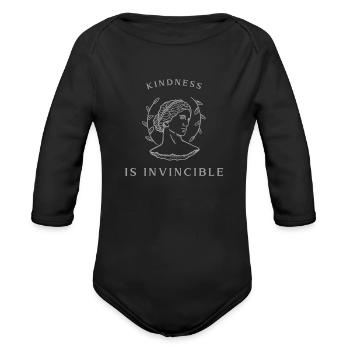 Kindness Is Invincible Kind Lady - Organic Long Sleeve Baby Bodysuit - black - Front
