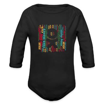 money 4 color wordcloud - Organic Long Sleeve Baby Bodysuit - black - Front