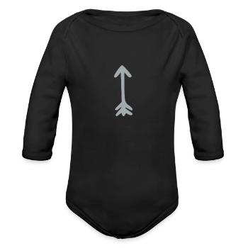 Arrow - Organic Long Sleeve Baby Bodysuit - black - Front