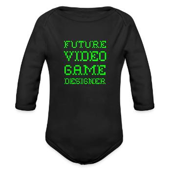 Future Video Game Games Designer Computer Science - Organic Long Sleeve Baby Bodysuit - black - Front