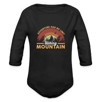 Adventure has no limit hiking mountains - Organic Long Sleeve Baby Bodysuit - black - Front