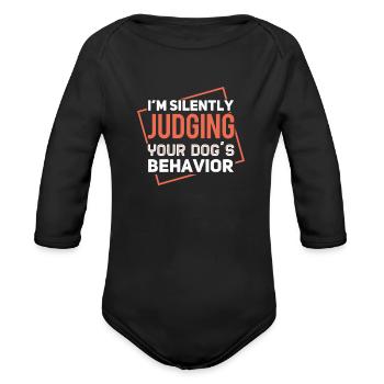 Dog Training Dog s Behavior - Organic Long Sleeve Baby Bodysuit - black - Front
